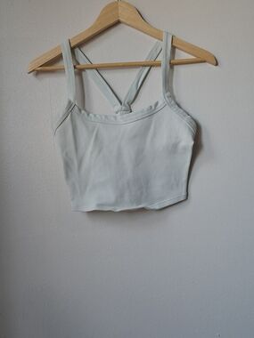 Free People Sage Ribbed Cropped Tank with Knotted Back